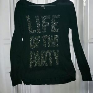 LIFE OF PARTY Sweaters Express size XS x-small xsmall sewn in Sequin bling